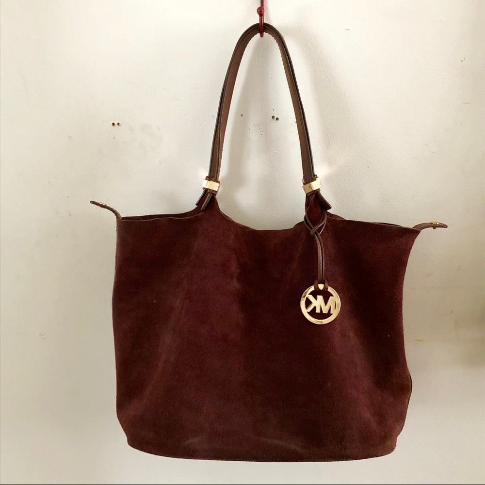 Large brown suede Michael Kors purse